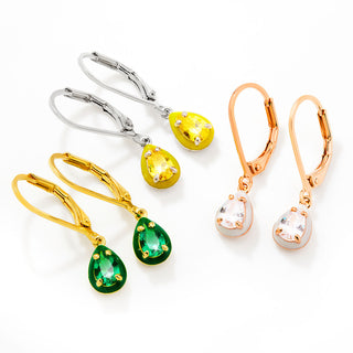 Pear Birthstone and Enamel Earring