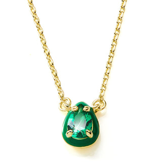 Pear Birthstone and Enamel Necklace