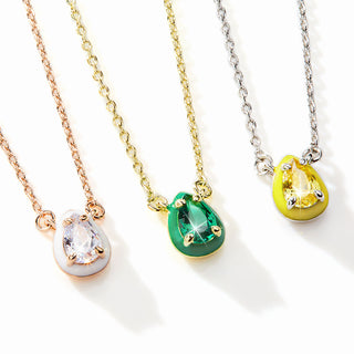 Pear Birthstone and Enamel Necklace