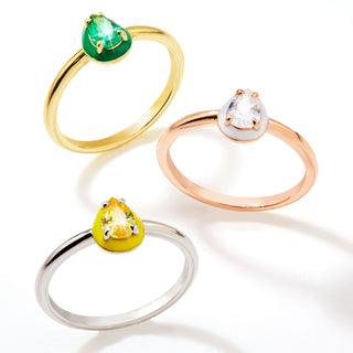 Gold Plated Pear Birthstone and Enamel Ring