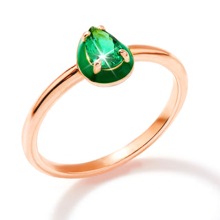 Rose Gold Plated Pear Birthstone and Enamel Ring