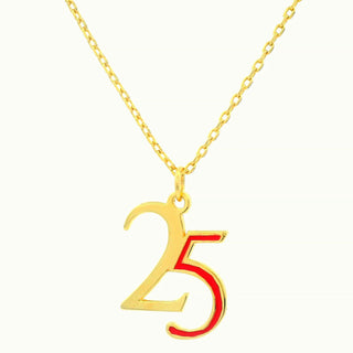 Custom Double Digit Year with Enamel Necklace