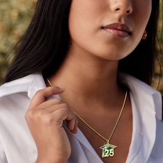 Enamel Graduation Cap with Name and Year Necklace