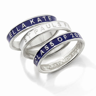 Personalized Silver Plated Enamel Stackable Bands Class Ring