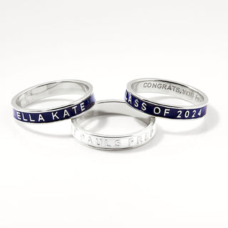 Personalized Silver Plated Enamel Stackable Bands Class Ring