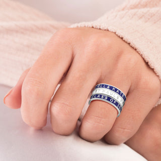 Personalized Silver Plated Enamel Stackable Bands Class Ring