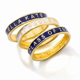 Personalized Gold Plated Enamel Stackable Bands Class Ring