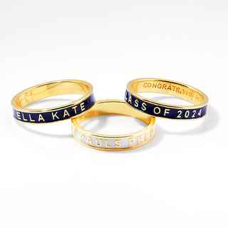 Personalized Gold Plated Enamel Stackable Bands Class Ring