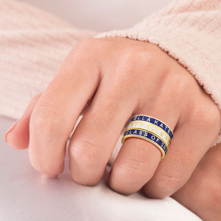 Personalized Gold Plated Enamel Stackable Bands Class Ring