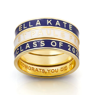 Personalized Gold Plated Enamel Stackable Bands Class Ring