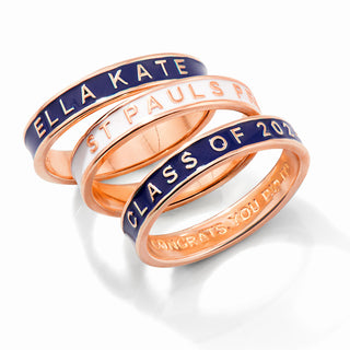 Personalized Rose Gold Plated Enamel Stackable Bands Class Ring