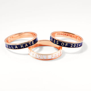 Personalized Rose Gold Plated Enamel Stackable Bands Class Ring