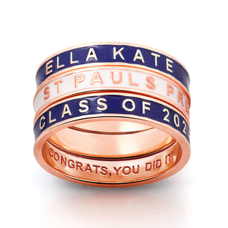 Personalized Rose Gold Plated Enamel Stackable Bands Class Ring