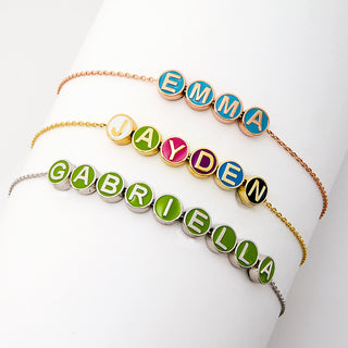 Personalized Enamel Slider Charm Name/ Initial Bracelet