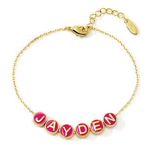 Personalized Enamel Slider Charm Name/ Initial Bracelet