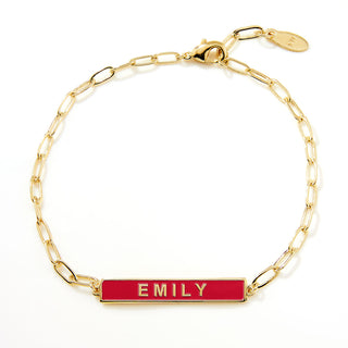 Personalized Enamel Bar Paperclip Chain Bracelet