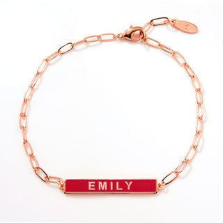 Personalized Enamel Bar Paperclip Chain Bracelet