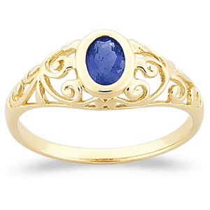 Genuine Oval Sapphire Ornate Ring