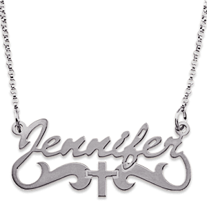 Sterling Silver Name Necklace with Cross Tail