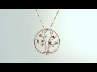 Personalized Birthstone Tree of Life Necklace- 14K Rose Gold Plated